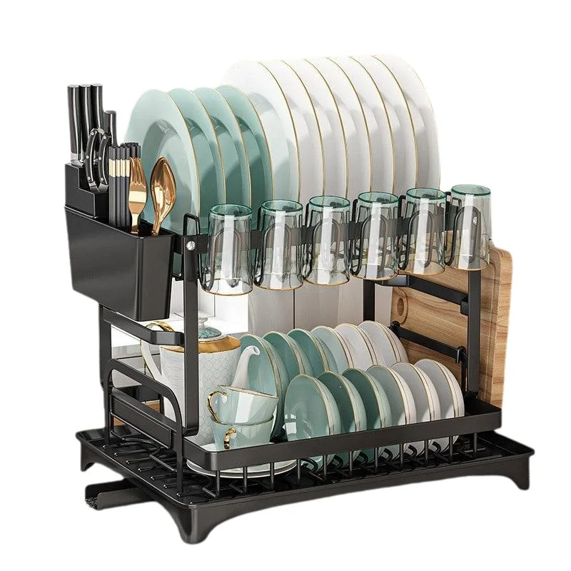 Food Storage Organiser - 2 Tier Dish Drying Rack with