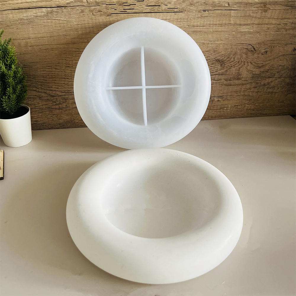 Food Storage Organiser - Large Round Dish Concrete Cement Silicone