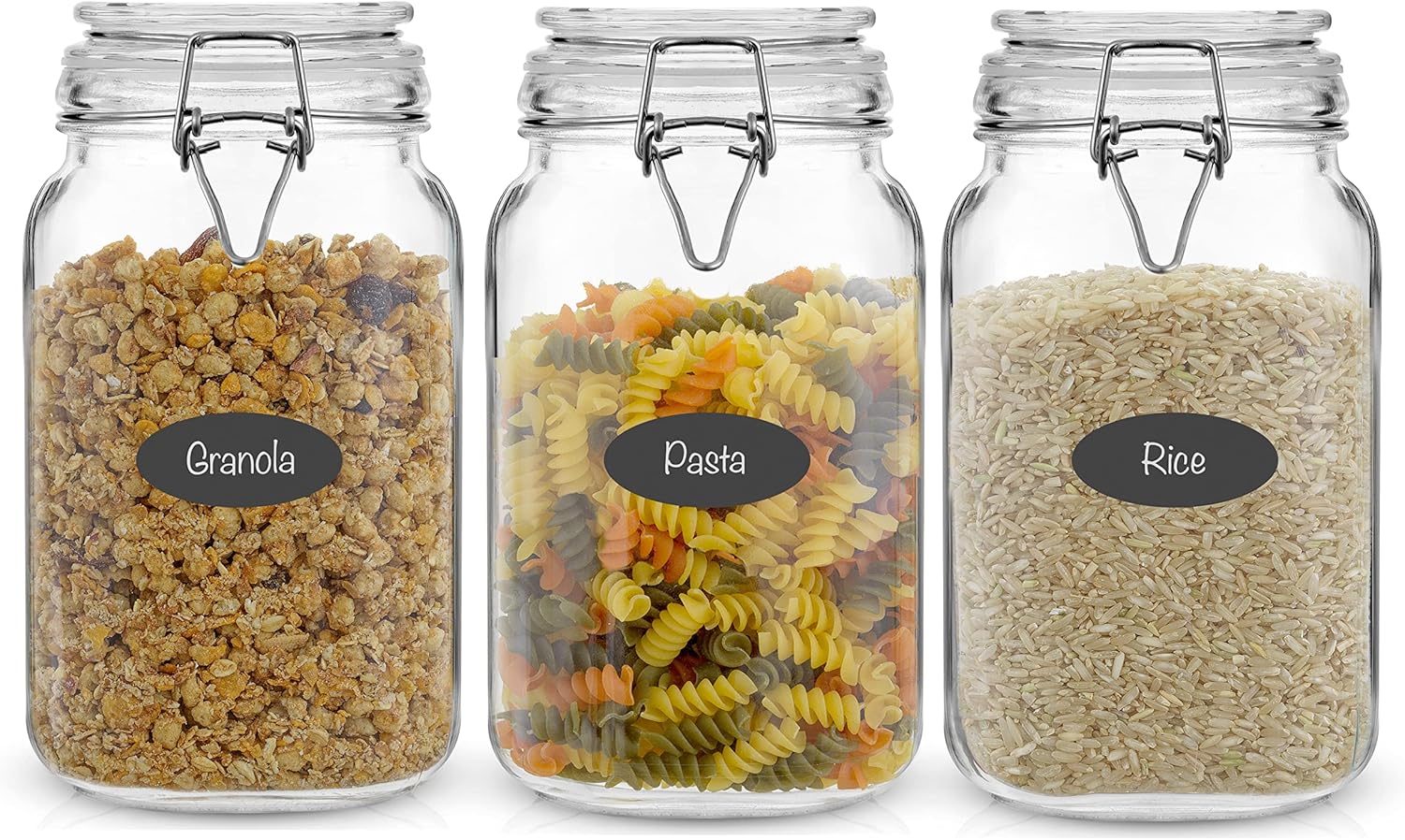Food Storage With Lids - Airtight Glass Jars with Lids Set