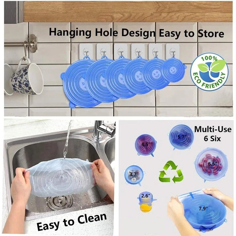 Silicone Stretch Lid - 6PCS Useful Reusable Fresh-keeping Cover Non-slip