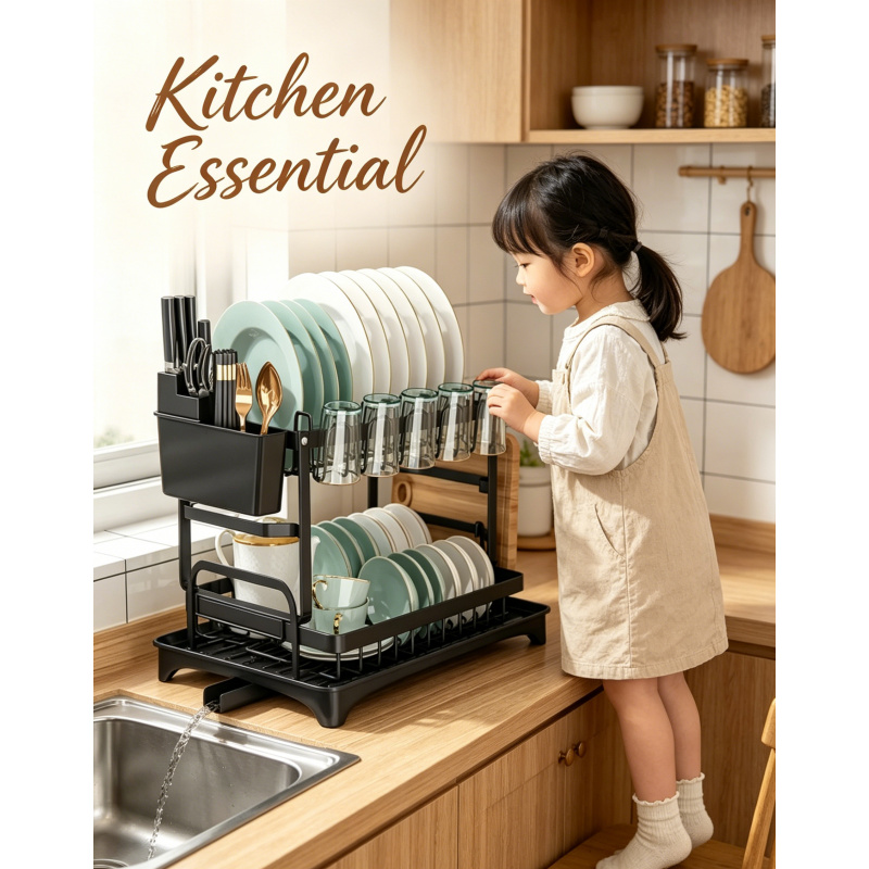 Food Storage Organiser - New Home Kitchen Dish Drain Rack