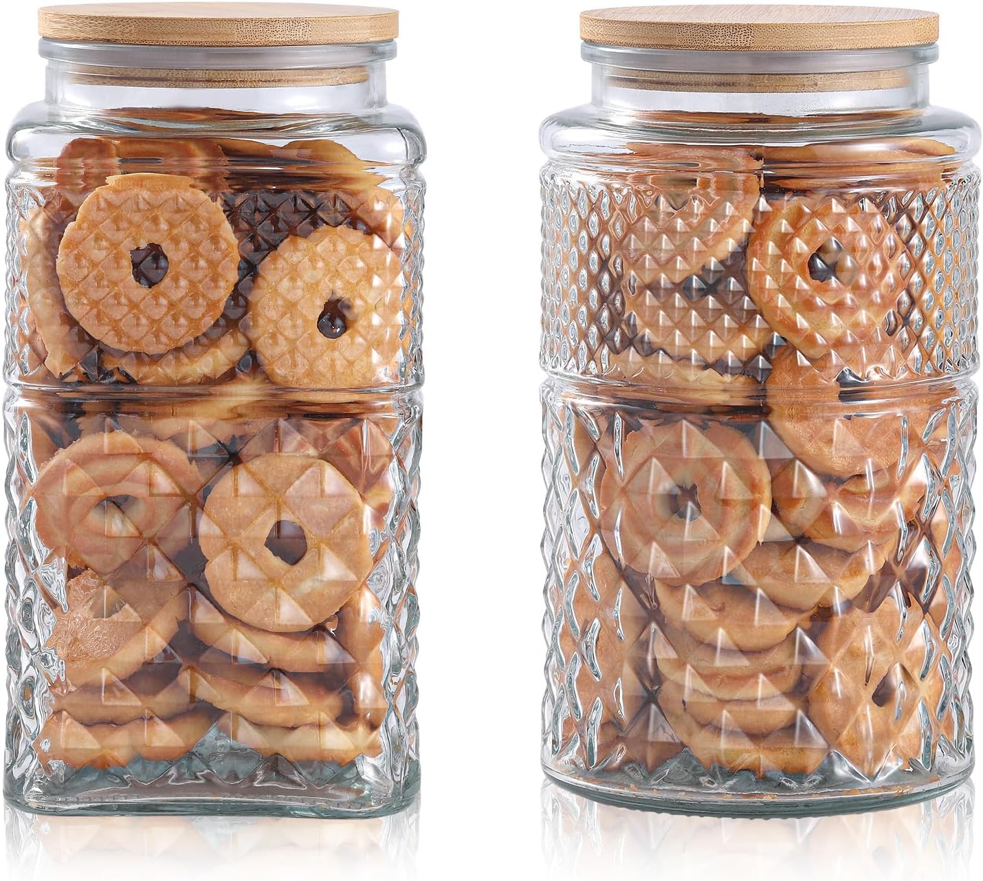 Food Storage With Lids - 0.7Gallon/2600ml Glass Cookie Jar, Set of