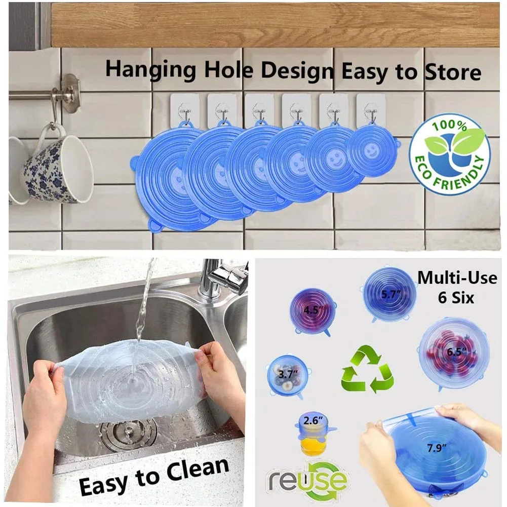 6PCS Stretch Silicone Covers R - Silicone Stretch Lid recensie en prijs