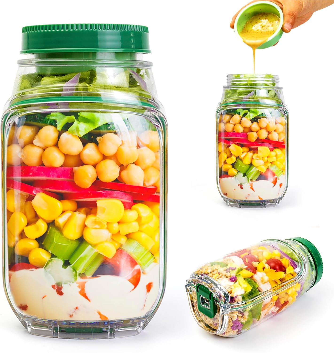 2-Pack 34oz Salad Jar Containe - Food Snacks That Are Green recensione e prezzo