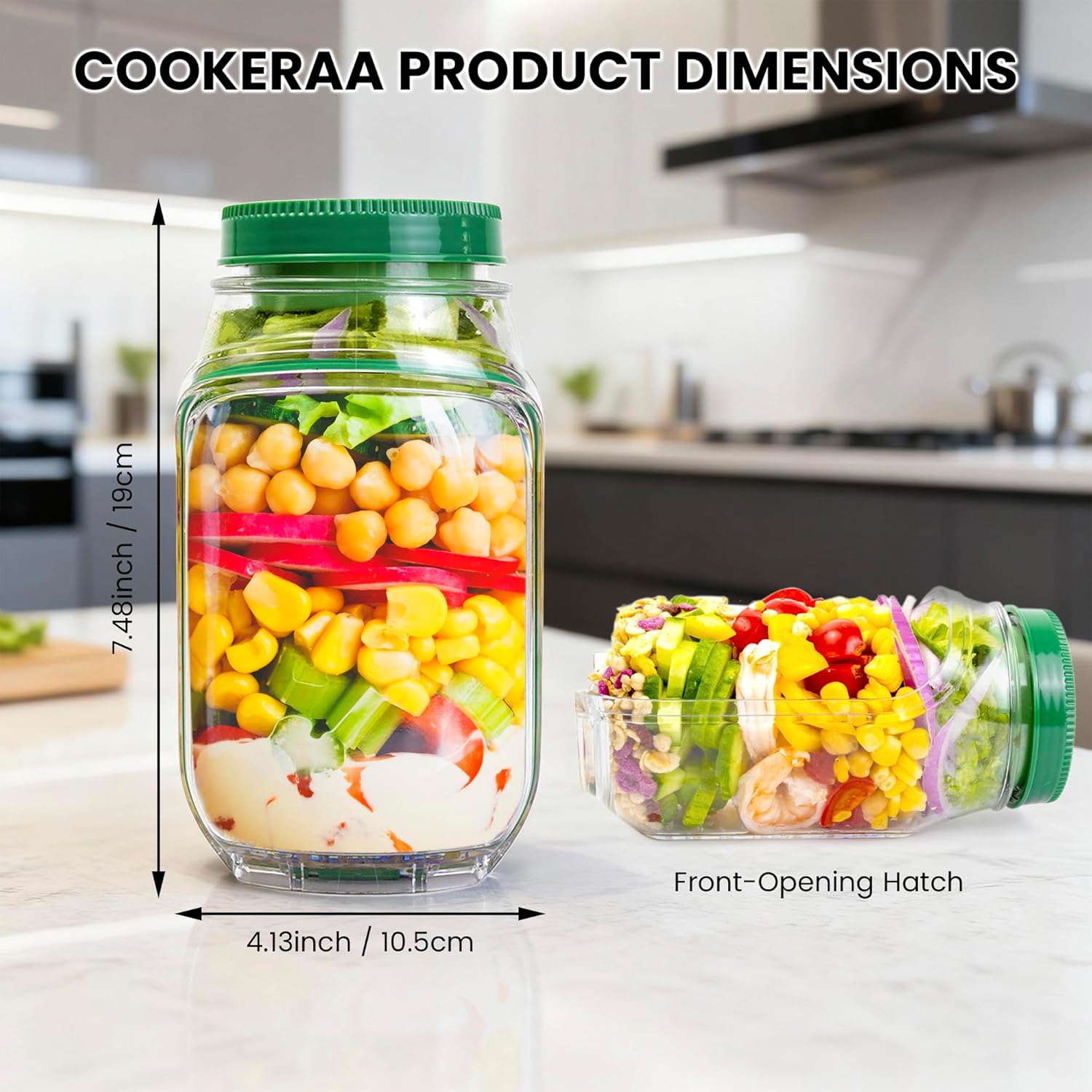 2-Pack 34oz Salad Jar Containe - Food Snacks That Are Green recensione e prezzo