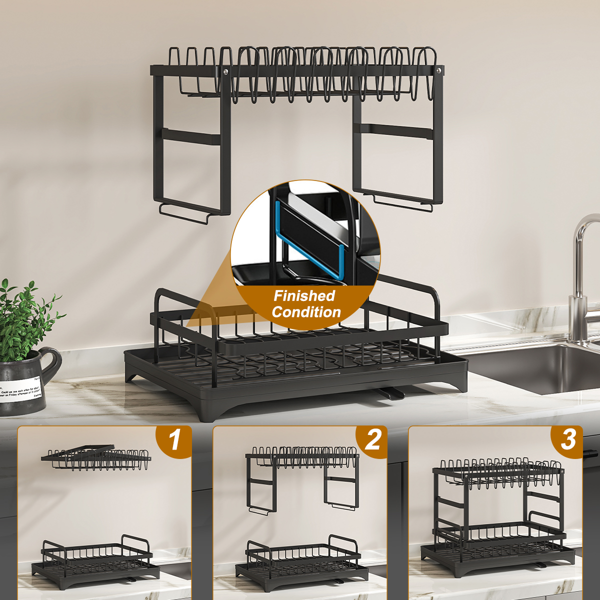 2 Tier Dish Drying Rack with U - Food Storage Organiser recensie en prijs