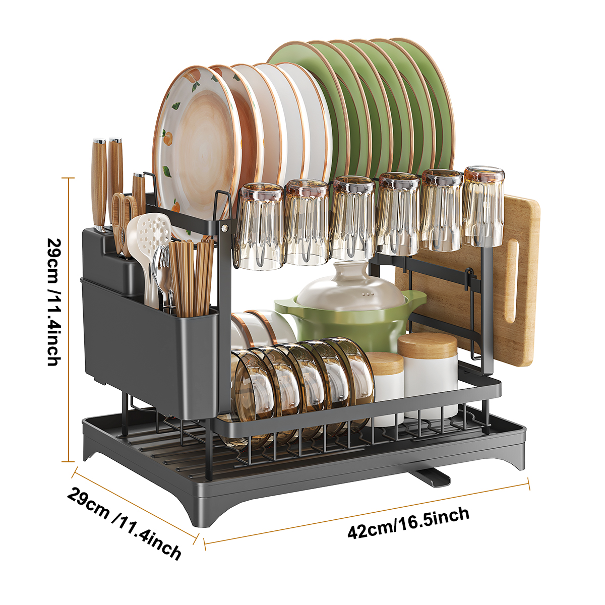 2 Tier Dish Drying Rack with U - Food Storage Organiser recensie en prijs