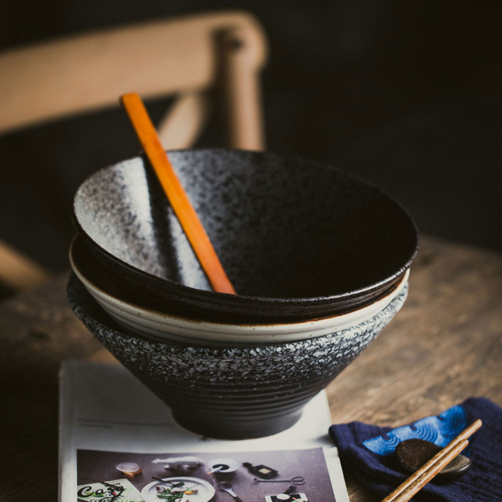 1Pcs Ceramic Ramen Bowl Black  - Food In Japanese Snacks recensione e prezzo