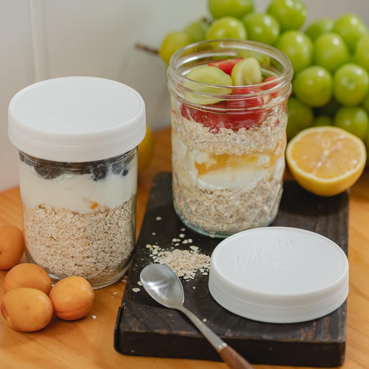 12 Pack 16 oz Wide Mouth Clear - Food Storage With Lids recensie en prijs