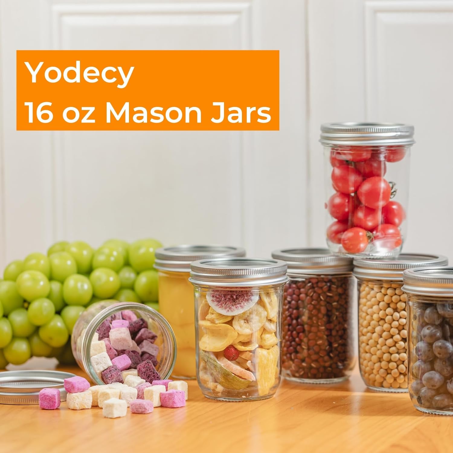 12 Pack 16 oz Wide Mouth Clear - Food Storage With Lids recensie en prijs