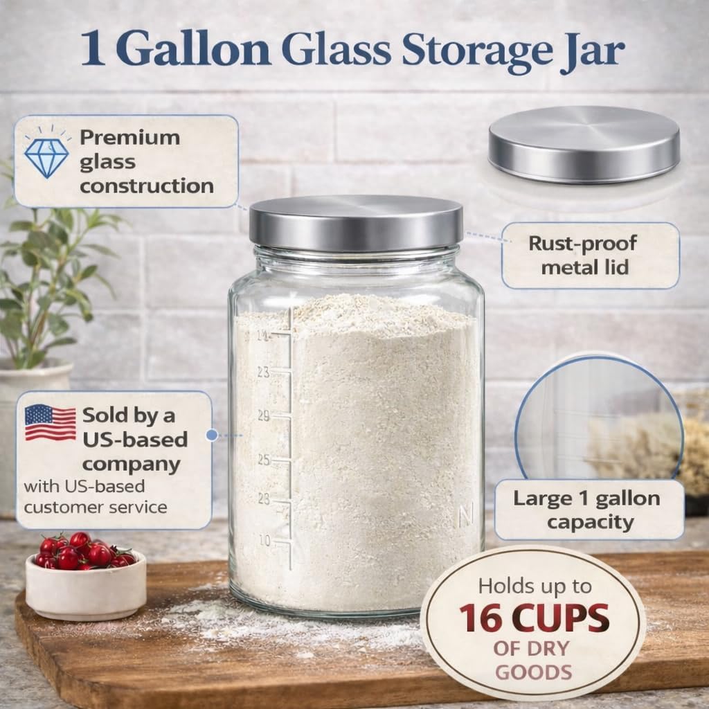 Extra Large    Jar - 1 Gallon  - Food Storage With Lids recensie en prijs