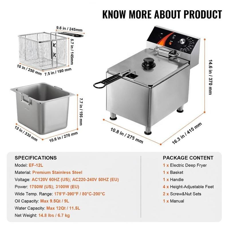 Tabletop Frying Machine 12Qt / - Food X recensione e prezzo