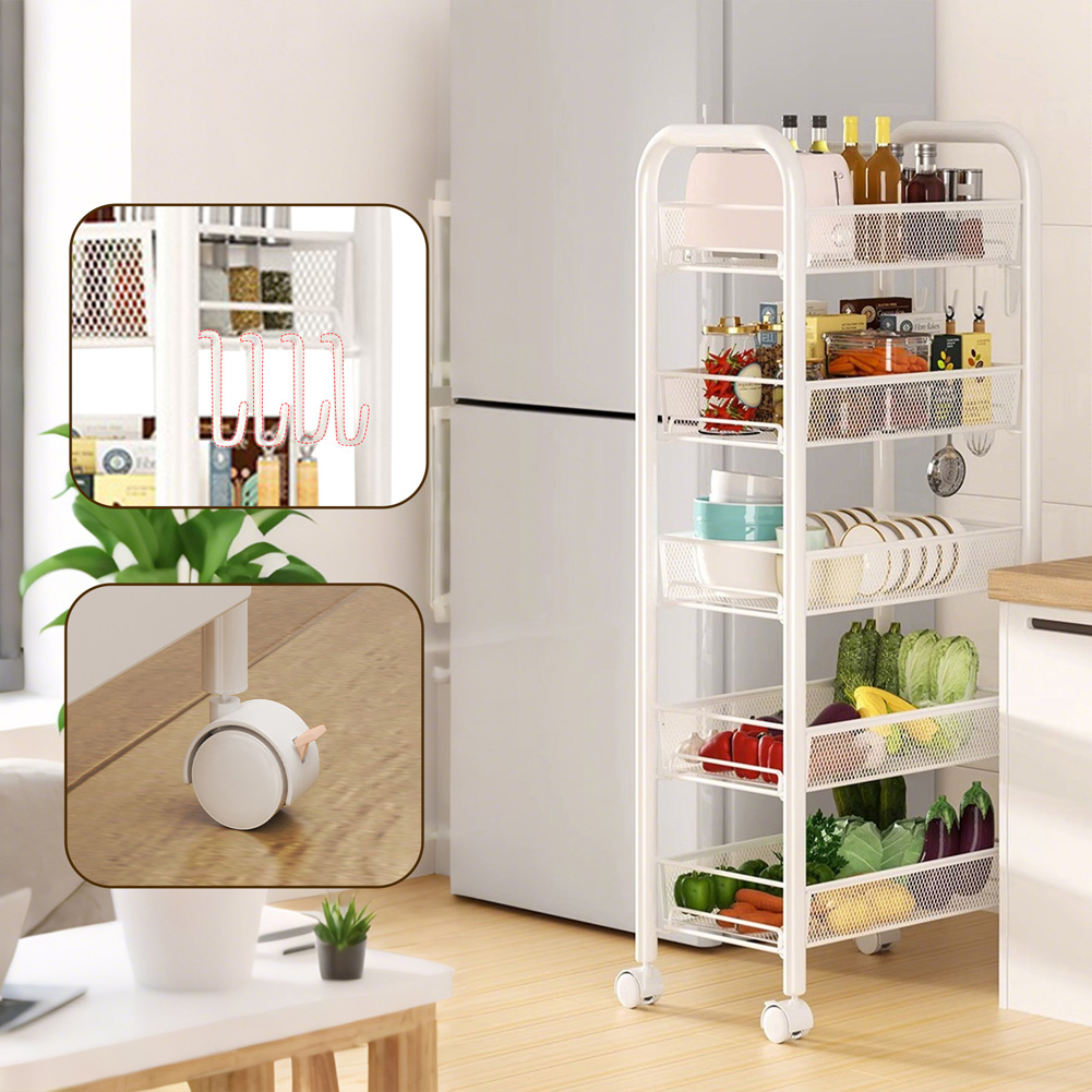5 Tier Rolling Cart White Stor - Food Storage With Wheels recensie en prijs