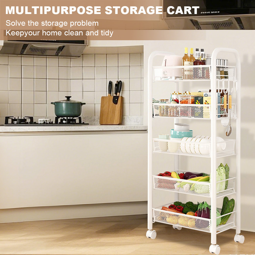 5 Tier Rolling Cart White Stor - Food Storage With Wheels recensie en prijs