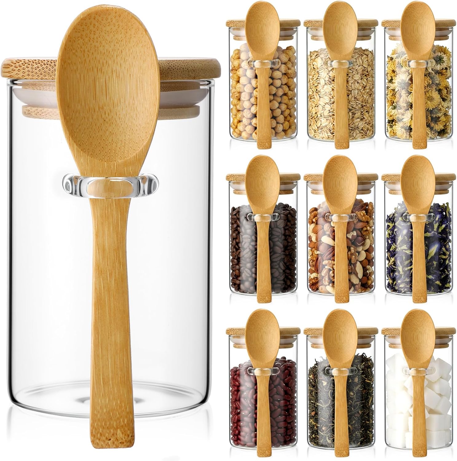 10 Pack Glass Jars with Bamboo - Food Storage With Lids recensie en prijs