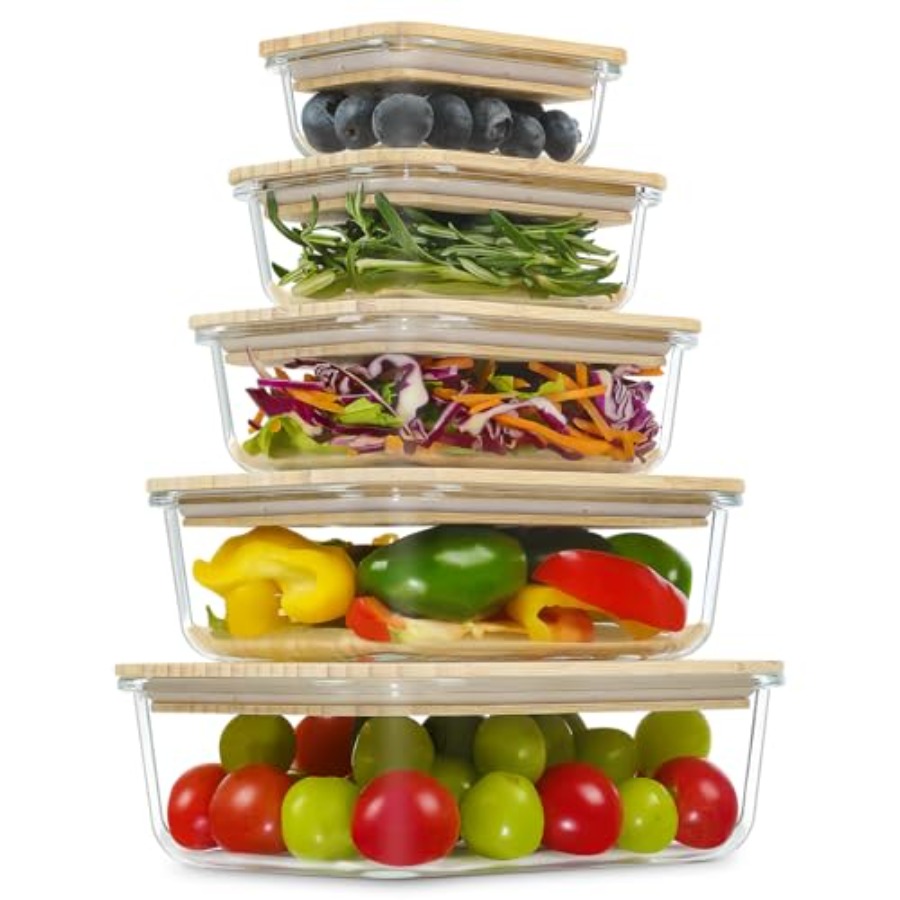 Glass Containers with Bamboo L - Food Storage Pantry recensie en prijs