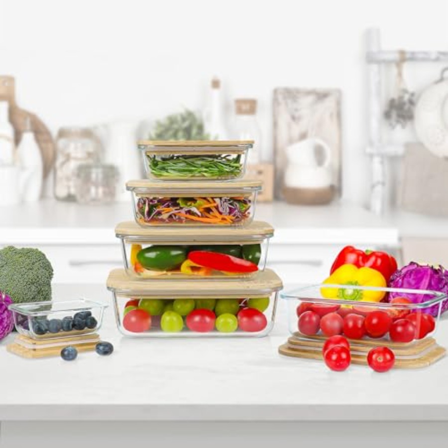 Glass Containers with Bamboo L - Food Storage Pantry recensie en prijs