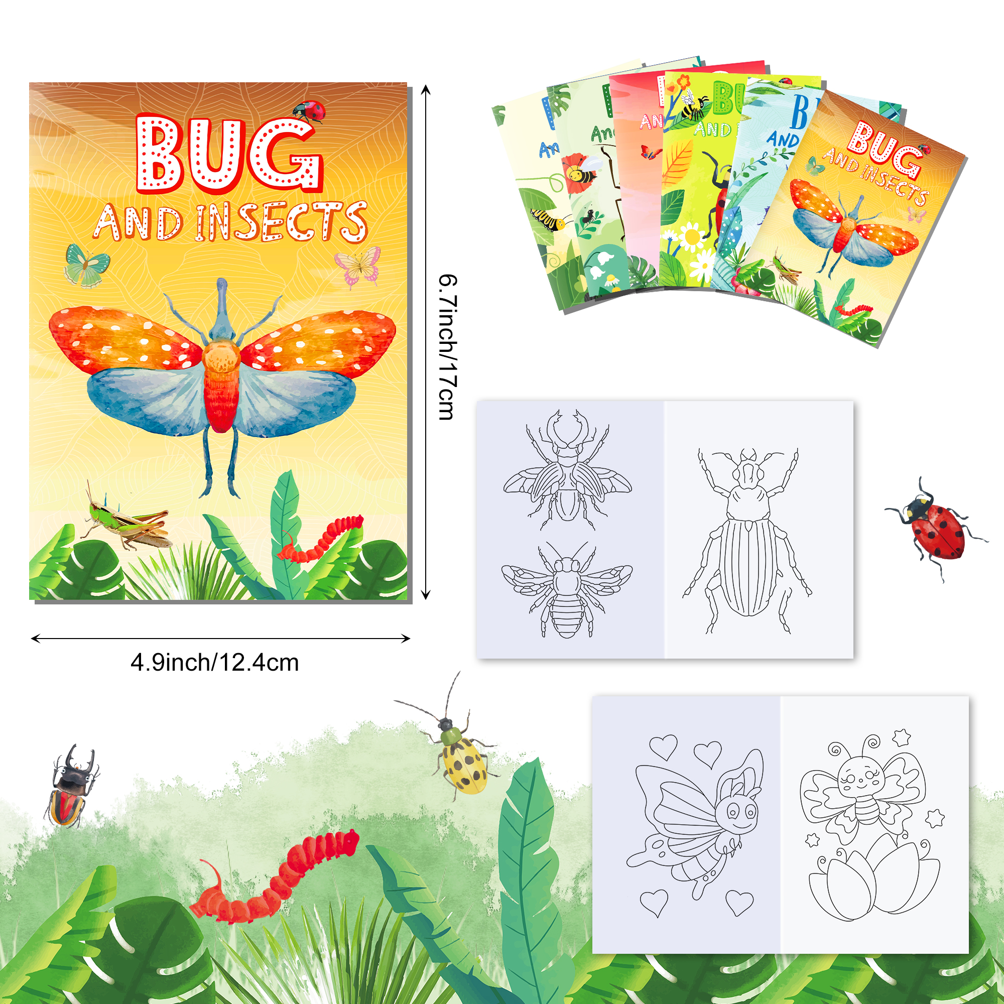 12pcs Cartoon Insect Bug Sprin - Food And Snacks Coloring Book Bold And Easy recensione e prezzo