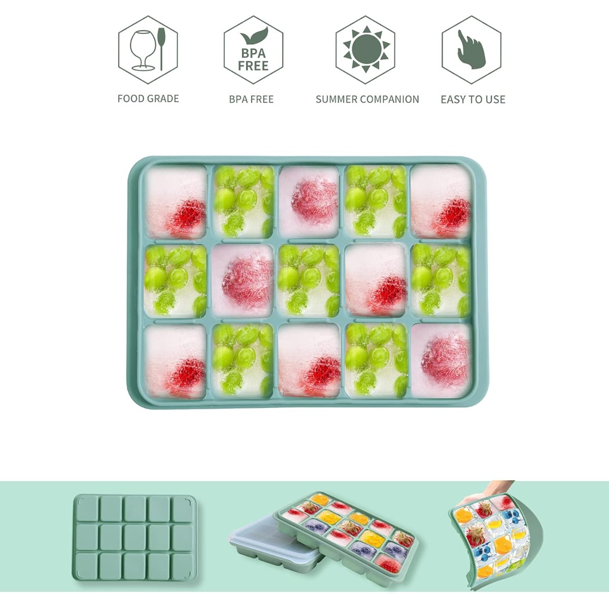 2 Pcs Bamboo Green Silicone Ic - Food Snacks That Are Green recensione e prezzo