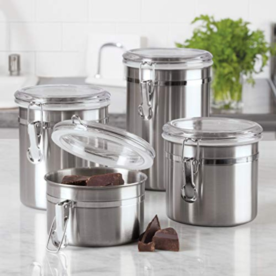 Set of 4 Stainless Steel Kitch - Food Storage In The Kitchen recensie en prijs