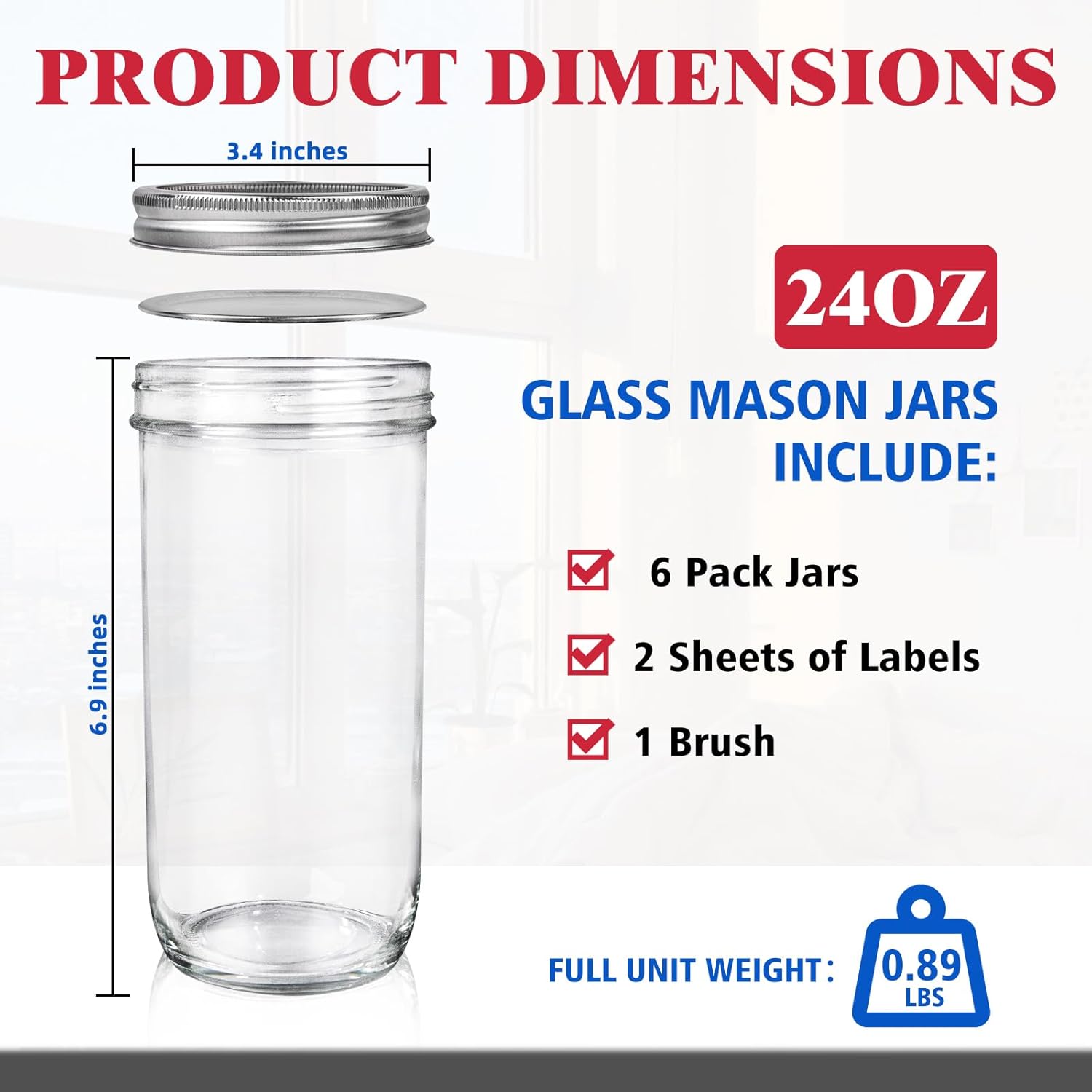 Jars Wide Mouth 6 Pack, 24oz G - Food Storage With Lids recensie en prijs