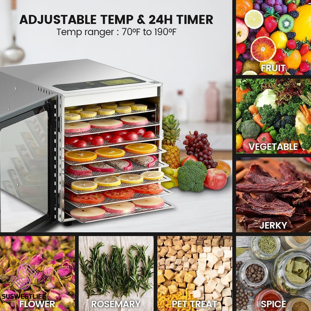 500W 8-Tray Large Capacity Foo - Food Dehydrator Snacks recensione e prezzo
