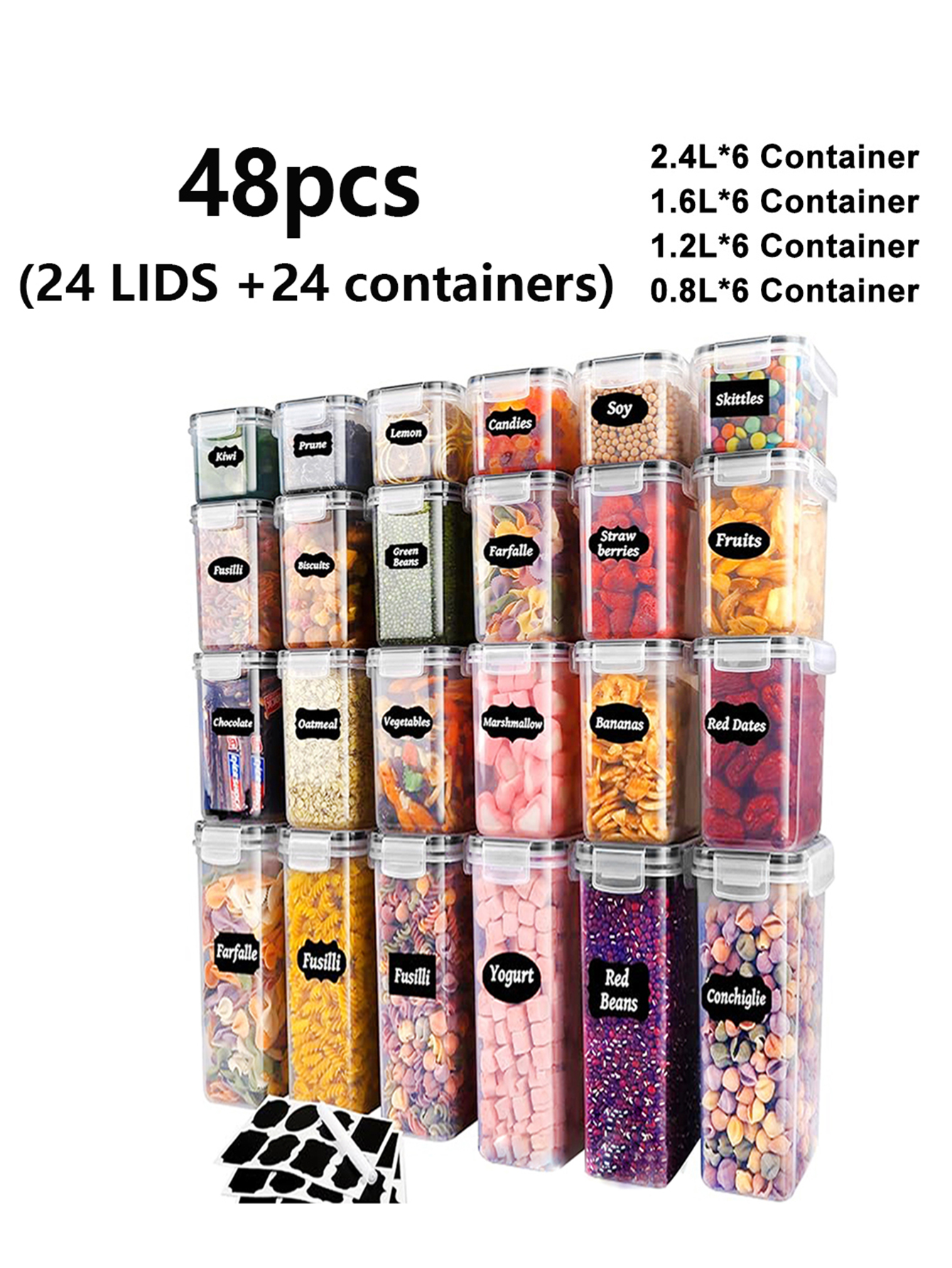 48pcs,Sealed food storage cont - Food Storage Pantry recensie en prijs