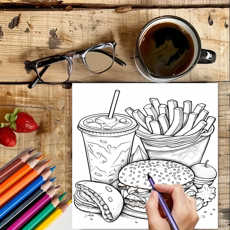 Fast Food Coloring Book for Ad - Food And Snacks Coloring Book Bold And Easy recensione e prezzo