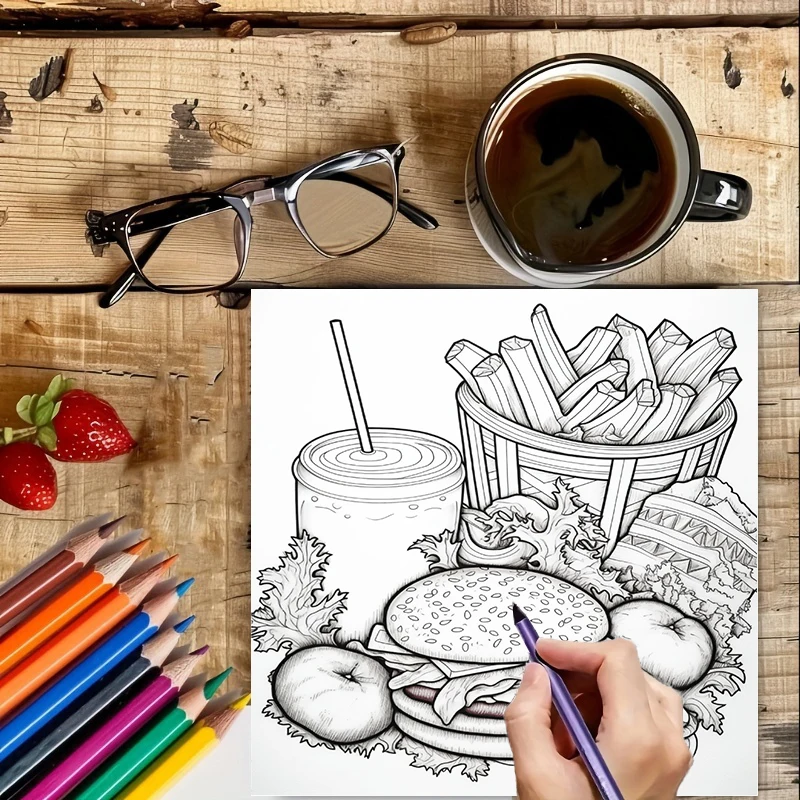 Fast Food Coloring Book for Ad - Food And Snacks Coloring Book Bold And Easy recensione e prezzo