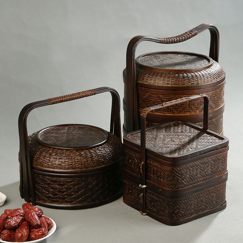 Bamboo Picnic Basket with Lid  - Food Snacks Hamper recensione e prezzo