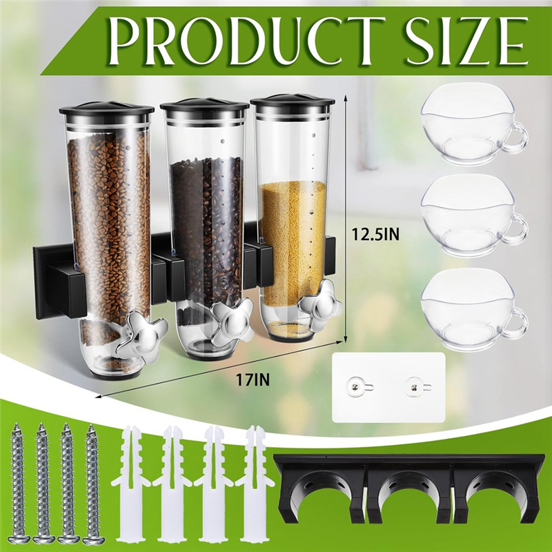 Wall Mount Triple Dry Cereal G - Food Storage No Pantry recensie en prijs