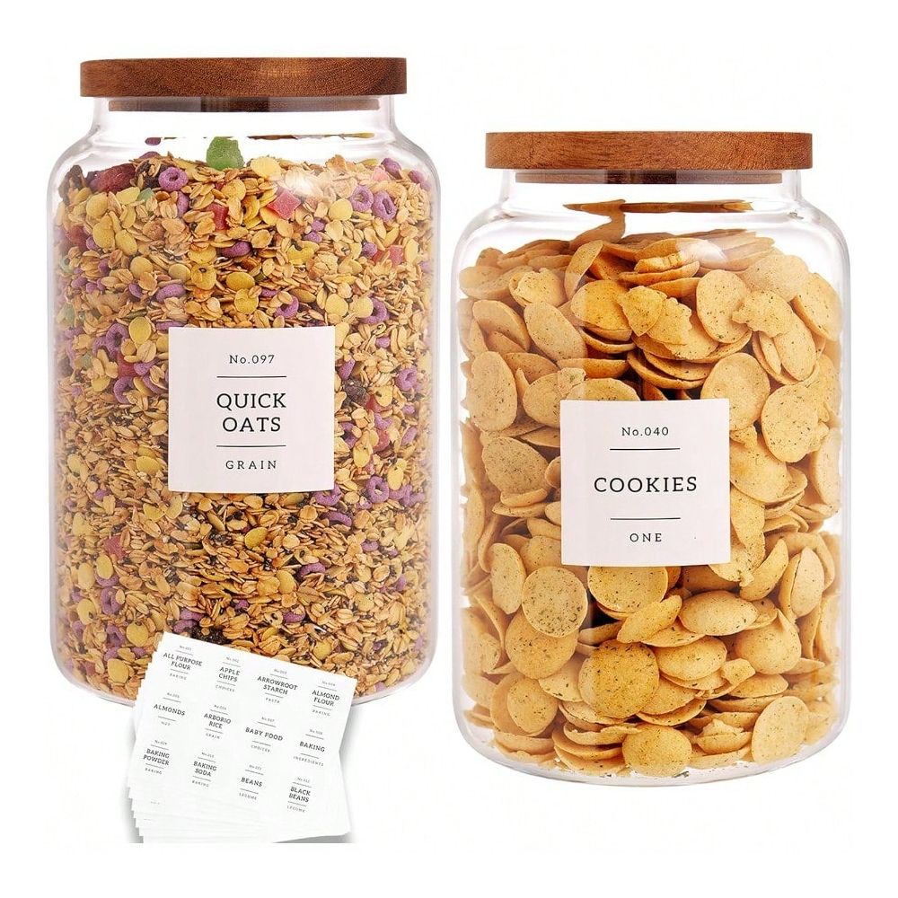 Of 2 Large Glass Flour And Sug - Food Storage Pantry recensie en prijs